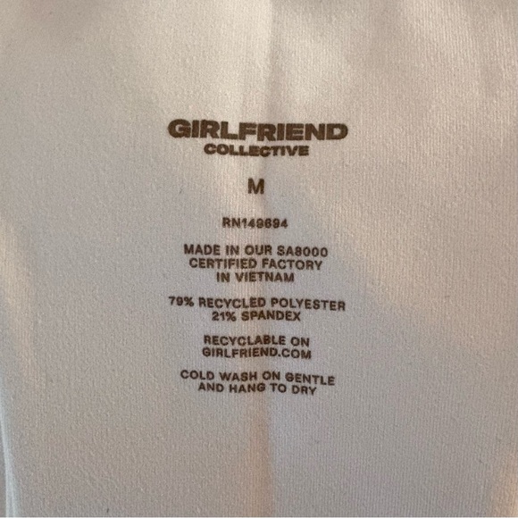 Girlfriend Collective White Paloma Racerback Bra NWT Medium Athletic Pilates - Picture 5 of 5